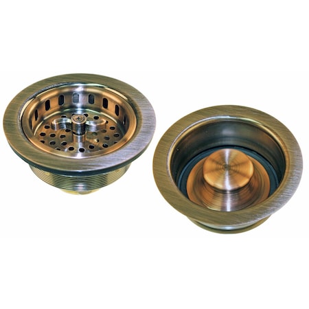 Westbrass Wing Nut Style Large Kitchen Basket Strainer W/ InSinkErator Style Disposal Flange & Stopper in Anti D2155-11